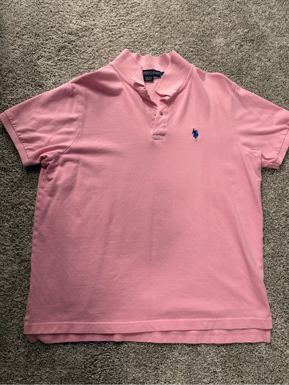 U.S. Polo Assn. Pink Short-Sleeve Polo with Blue Pony Logo